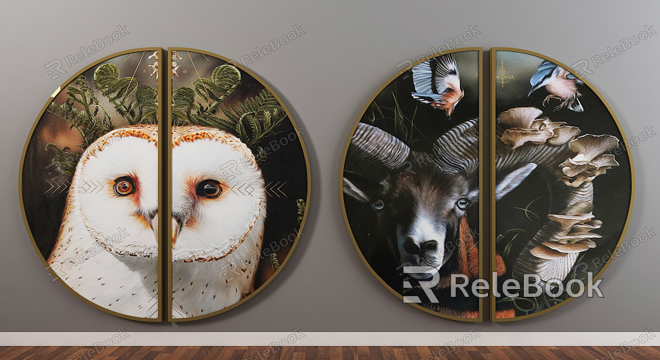 Modern round frame painting hanging picture model