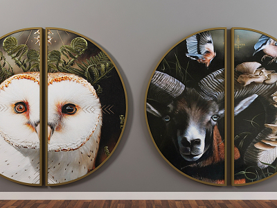 Modern round frame painting hanging picture model