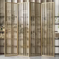 Golden Modern Room Divider With Vertical Stripes For Elegant Interior Decoration 3d model