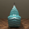 Teal Leaf Shaped Outdoor Chair With Black Metal Frame And Modern Design