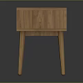Wooden Nightstand With Simple Design Light Wood Color And Four Slim Legs