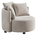 Beige Accent Chair with Soft Bouclé Fabric Comfy Armrests and Decorative Pillows Modern Design