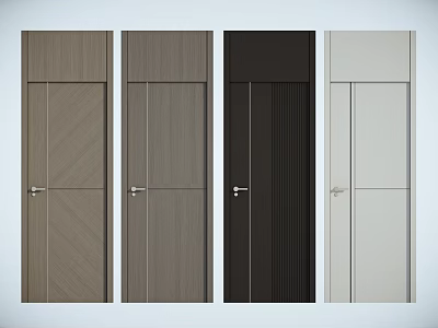 Modern Interior Panel Doors with Wooden Dark Light and Gray Design Finishes 3d model