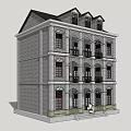 Classical Commercial Complex Featuring Multi Storey Structure Arched Windows And Balconies 3d model