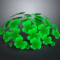 Vibrant Green Clover Plants Covering Spherical Shape Against Dark Background