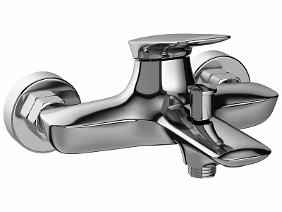 Chrome Wall Mounted Modern Bathroom Faucet With Sleek Design And Single Handle 3d model