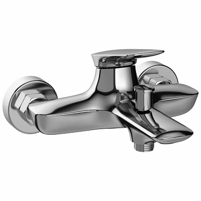 Chrome Wall Mounted Modern Bathroom Faucet With Sleek Design And Single Handle 3d model