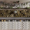 Stone low wall landscape wall village landscape wall cultural stone 3d model