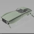 Light Green Unique Car With Streamlined Body And Paddle Design On Dark Background 3d model