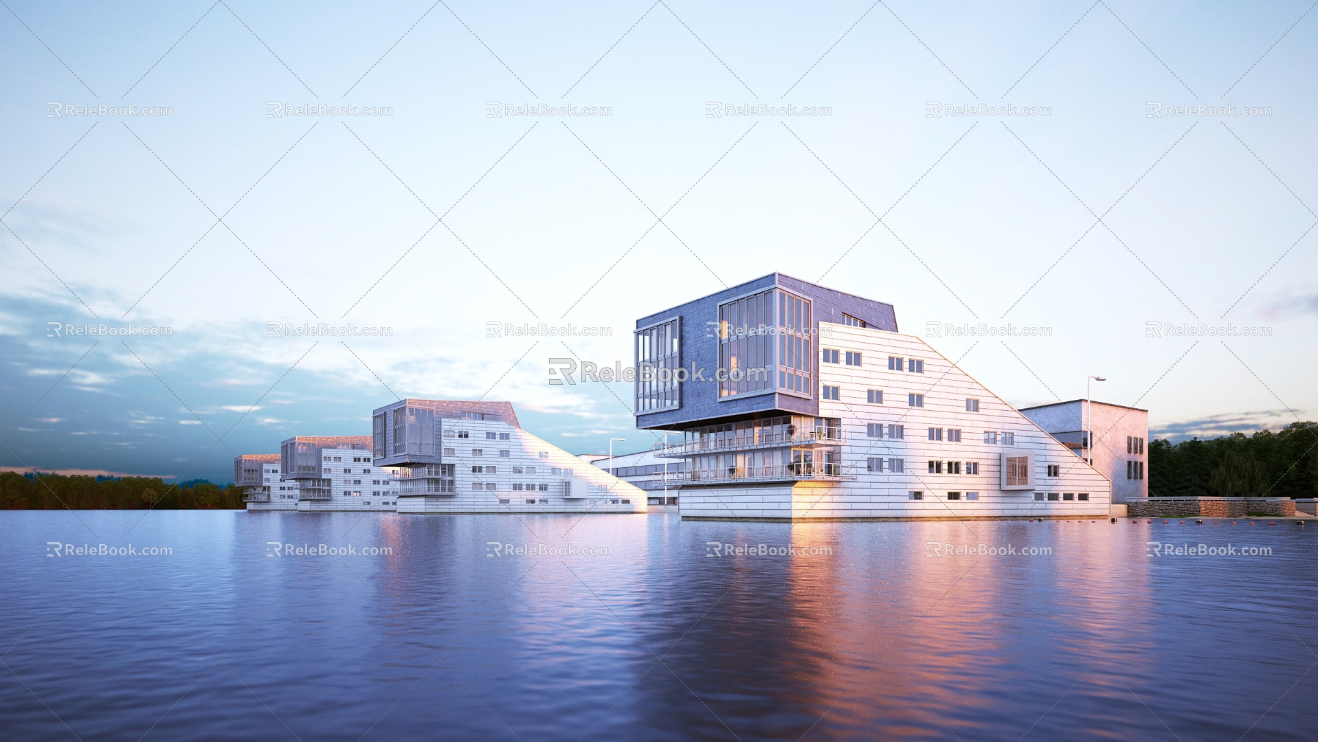 Modern Architecture Commercial Architecture Dusk 3d model