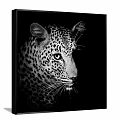 Black and White Leopard Head Portrait Animal Painting as Canvas Wall Art Decor