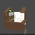 Nestle Exhibition Display Shelves With Creative Hut Structure And Interior Arranged Products