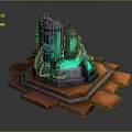 Industrial Sci Fi Equipment With Green Glowing Tanks And Hexagonal Orange Red Platform 3d model