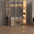 Modern Wardrobe Doors With Glass Panels LED Lighting And Storage Shelves