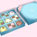 Colorful Dessert Box With Open Lid Showing Star Bear And Square Shaped Sweets