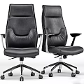 Ergonomic Black Leather Office Chair With High Back Armrests And Swivel Wheels