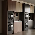 Modern Balcony Cabinet Design With Washing Machine Dryer Countertop And Storage