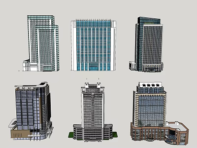 Modern Office Buildings With Glass Facades And High Rise Architectural Designs 3d model
