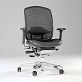 Office Chair with Black Mesh Back Leather Seat Armrests Adjustable Features Metal Base and Wheels