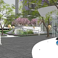 Modern Garden Landscape With Green Lawn Trees And Shade Structure Seating Area