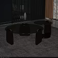 Modern Living Room Coffee Tables With Glass Tops And Curved Wooden Legs On Carpet