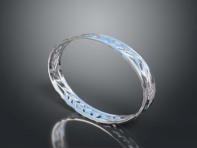Elegant Silver Bracelet With Intricate Engraved Patterns For Fashion Accessory 3d model