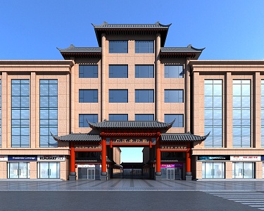 Commercial Street Ancient Building Gate Entrance Commercial Gate Chinese Gate 3d model