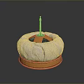 Elegant White Fabric Hat Featuring Gold Base And Central Metal Pin
