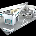 Modern Home Exhibition Showroom Interior With Display Booths Stands Tables And Chairs
