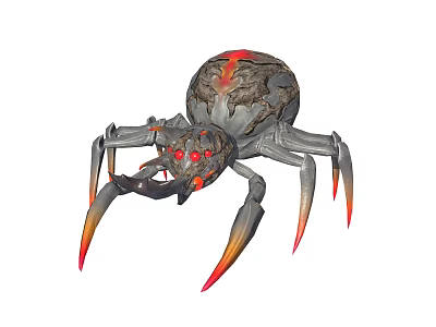Fantasy Spider Character With Red Eyes Orange Red Leg Tips And Textured Body 3d model