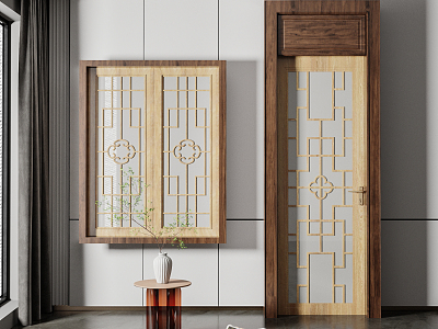 New Chinese Style Swing Door and Window Combination model