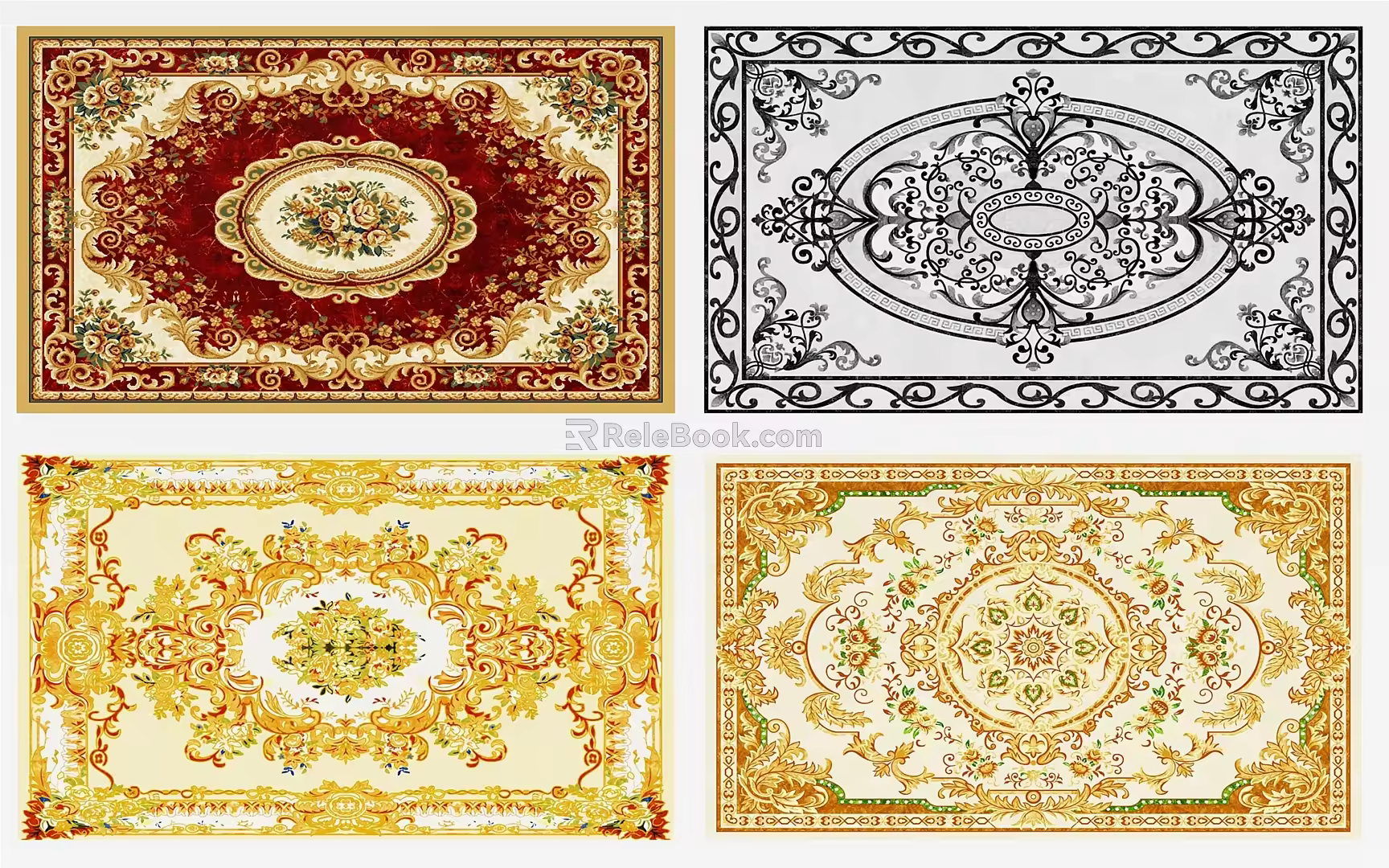 European-style ceramic tile classical floor mosaic 3d model