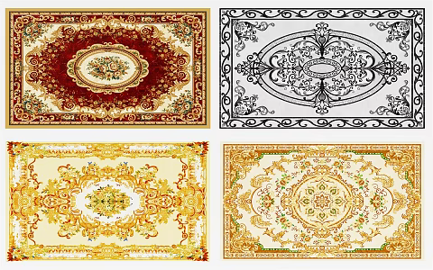 European-style ceramic tile classical floor mosaic 3d model