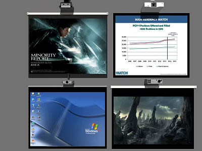 Projection Monitoring System Displaying Movie Posters Data Analysis Windows Desktop And Landscape 3d model