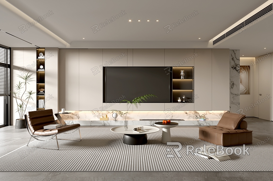 Home Living Room TV Background Wall Simple Living Room Coffee Table Combination Sofa TV Cabinet Minimalist Living Room model