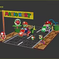 Mario and Luigi Mario Kart Go Karts on Track with Sign Mushrooms and Piranha Plants
