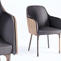 Modern Accent Chair with Black Upholstered Seat Wooden Armrests and Tapered Legs in Contemporary Design