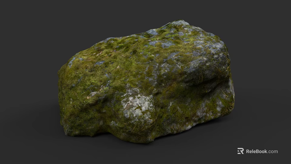 Moss Covered Natural Stone With Textured Surface And Organic Natural Look 3d model 