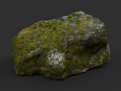 Moss Covered Natural Stone With Textured Surface And Organic Natural Look 3d model