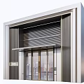 Modern Building Entrance Door With Glass Panels And Metal Frame Louver Design 3d model