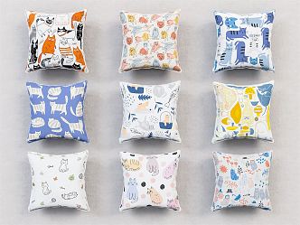 Modern Pillow Home Cotton Linen Pillow Beauty Chen Cartoon Ornaments 3d model