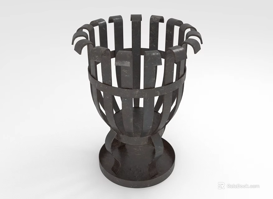 Modern Black Hollow Structured Vase With Base For Home Decoration 3d model 