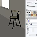 Modern Minimalist Single Chair With Black Wooden Frame Beige Cushioned Seat And Woven Backrest Design