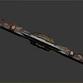 Ornate Traditional Sword With Red And Gold Intricate Patterns On Hilt And Blade