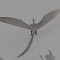 3D Rendered Dragon With Spread Wings Open Mouth And Sharp Fangs Against Gray Background