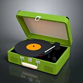 Green Suitcase Style Record Player With Vintage Design And Portable Case 3d model