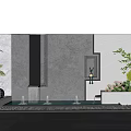 Modern Scenic Feature Wall Design With Water Fountain Green Plants And Lighting