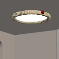 Modern Round Ceiling Light With Ribbed Edge Red Button And White Illumination 3d model