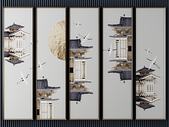 New Chinese Style Decorative Hanging Painting 3d model