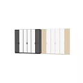 Modern Dresser With Black Frame Glass Doors And Interior Storage Drawers